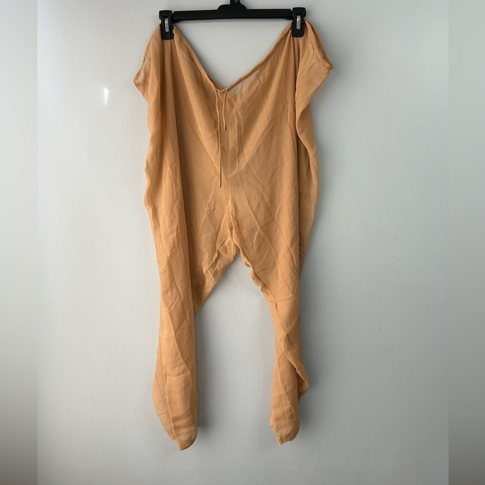 SKIMS 3X Swimwear Crinkle Silk Coverup Pants in Almond Color Sheer Pullon lounge - Picture 5 of 10